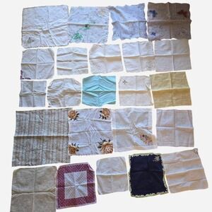 Set of 23 vintage‎ handkerchiefs in assorted patterns